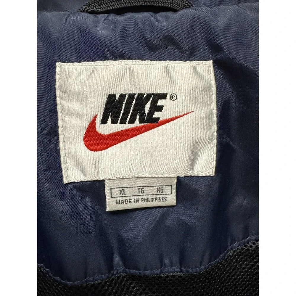 Vintage 90s Nike Windbreaker Jacket Mens XL Navy Red White Stripe Swoosh